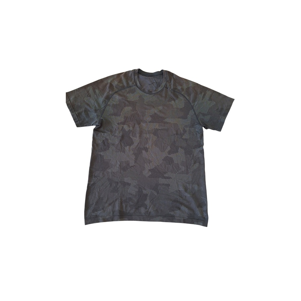 Lululemon Mens Metal Vent Tech Short Sleeve Camo Shirt Olive Green Black Large